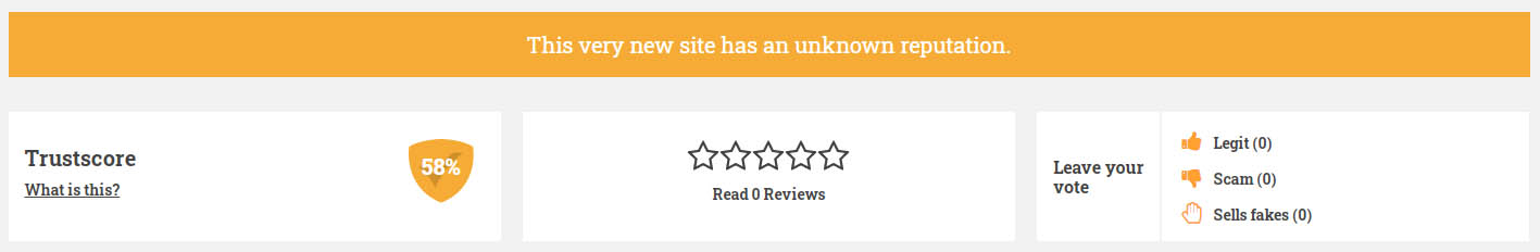 Scamadviser rating 58% of trust