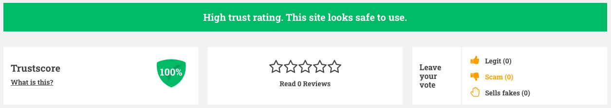 Scamadviser rating 100% of trust