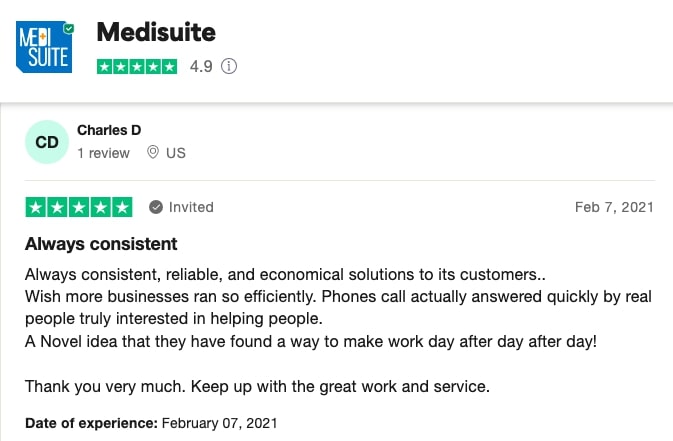 Trustpilot review customer testimonial