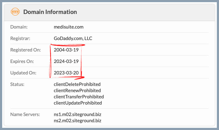 Whois details registered since 2004