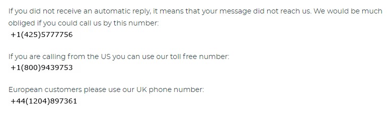 Contact info phone numbers
