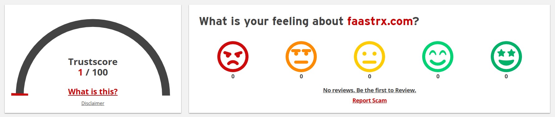 Scamadviser rating 1 out of 100