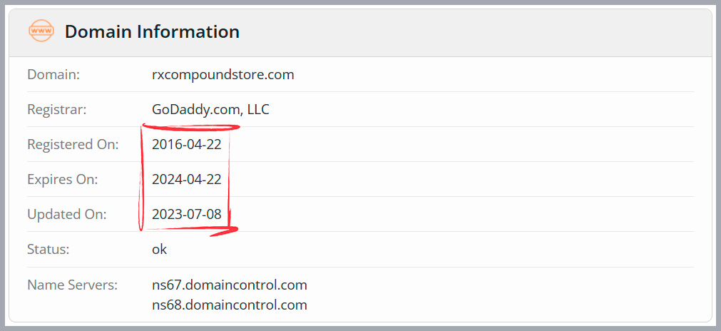 Whois check registered in 2016