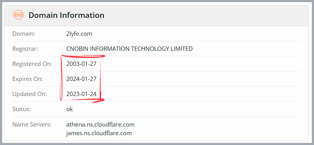 Whois info in business since 2003