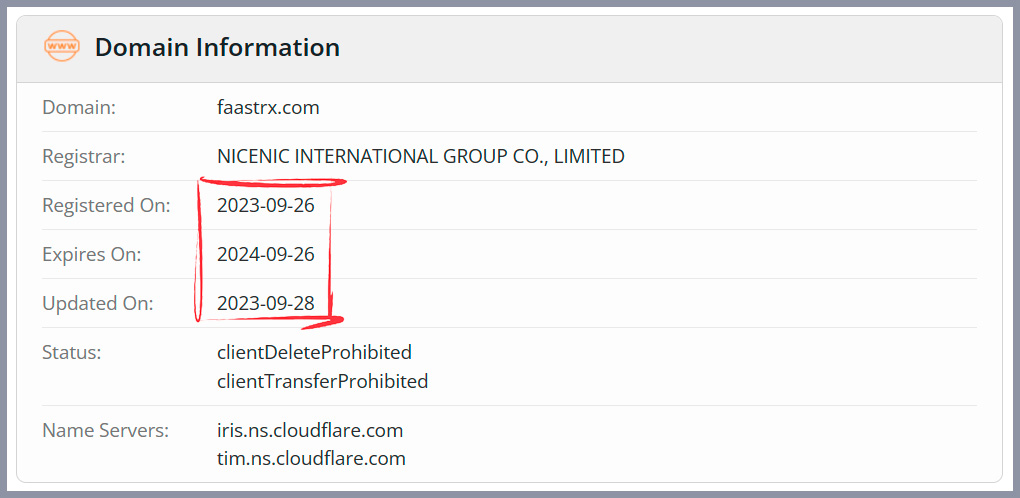 Whois info registered in 2023