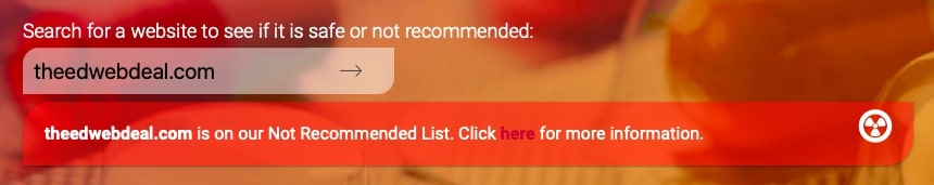 NABP status not recommended