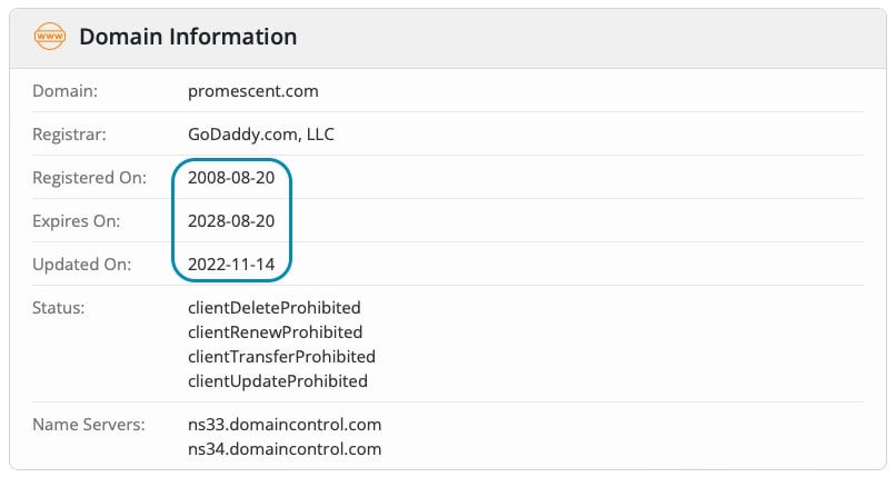 Whois check registered in 2008