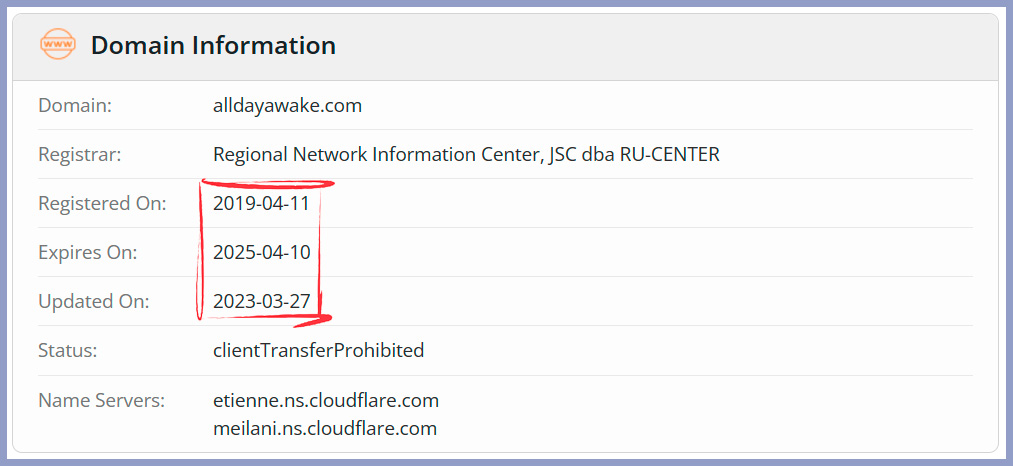 Whois check registered in 2019