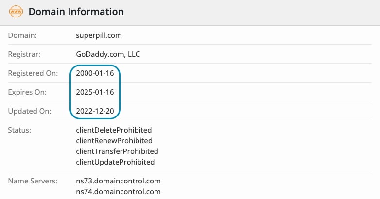 Whois details in business since 2000