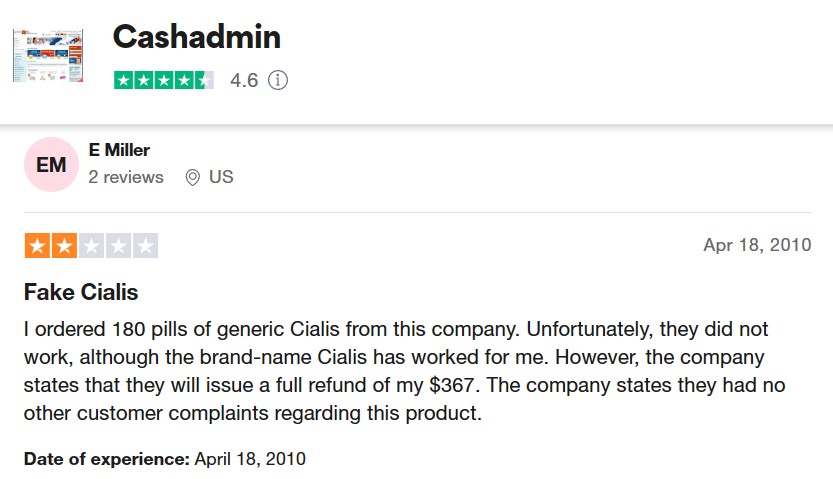 Trustpilot reviews negative comment