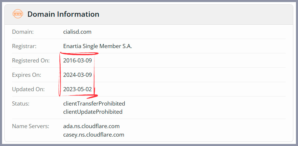Whois check registered in 2016