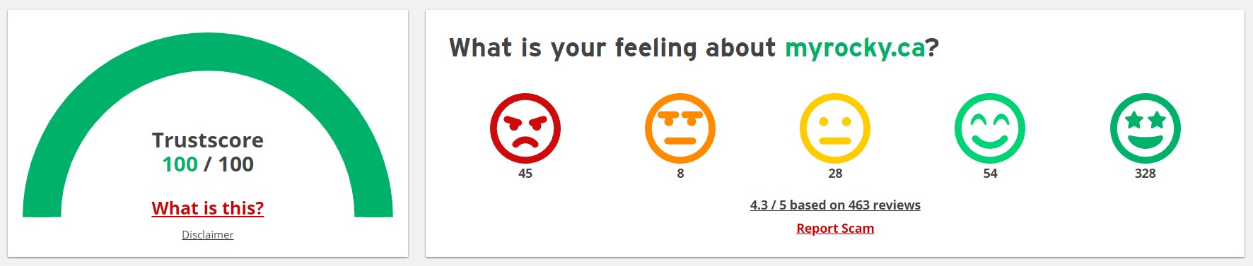 Scamadviser rating the hihgest trustscore