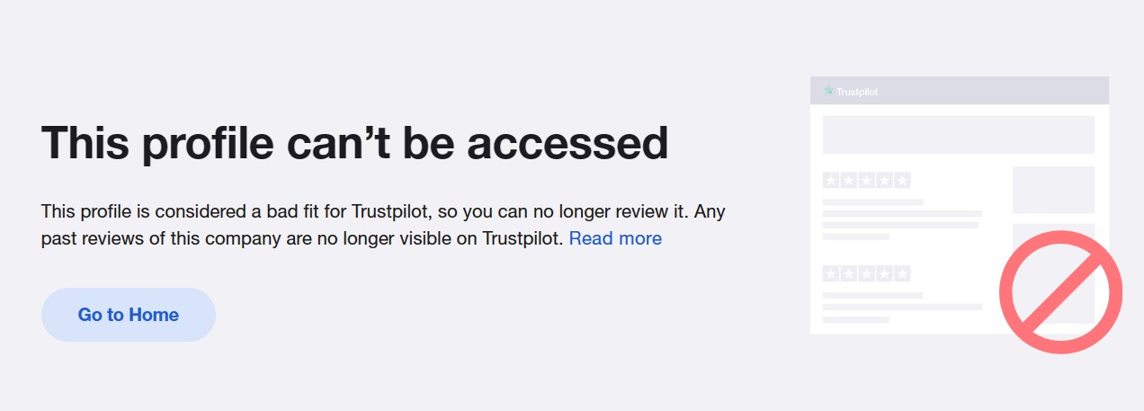 Trustpilot profile blocked