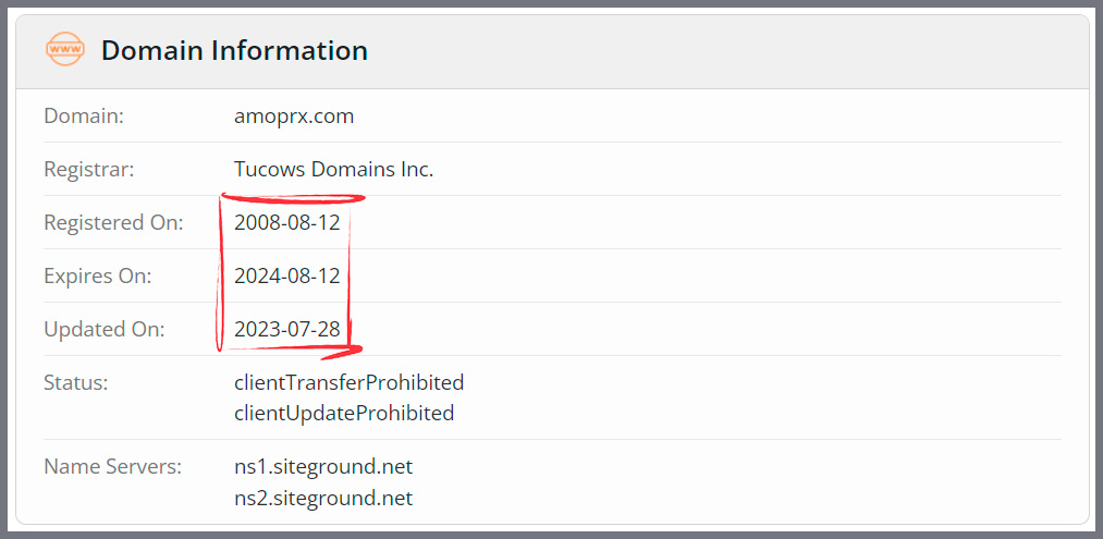 Whois check registered in 2008