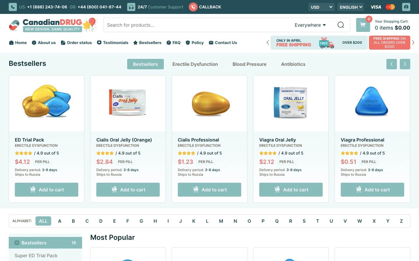 Pharmacy interface main page