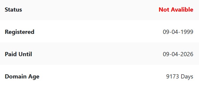 Registration date registered on 1999-04-09