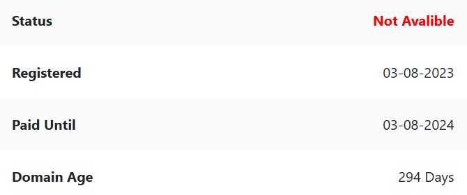 Domain details registered in 2023