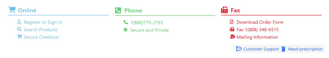 Ways to order online/phone/fax