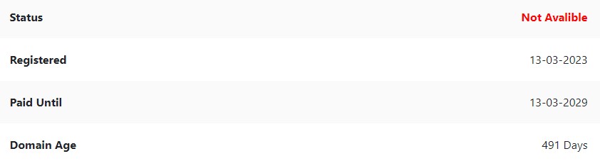 Domain details online since 2023