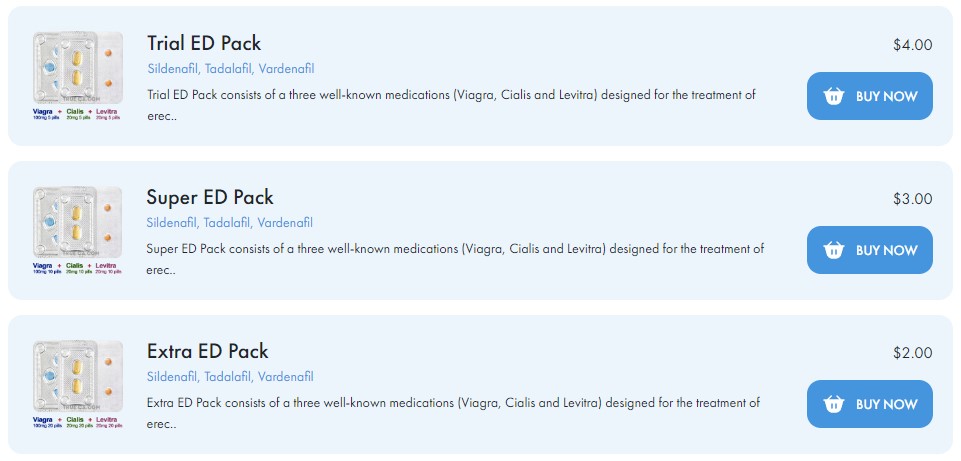 Available drugs trial packs for men