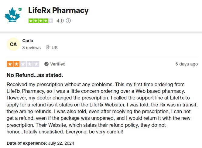 Trustpilot profile customer feedback