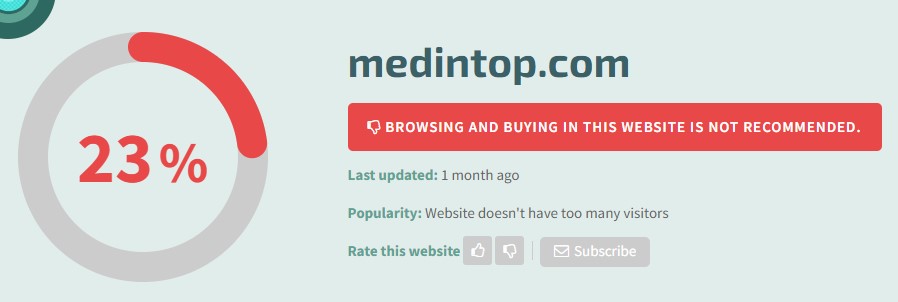 Scamner total score 23% of trust