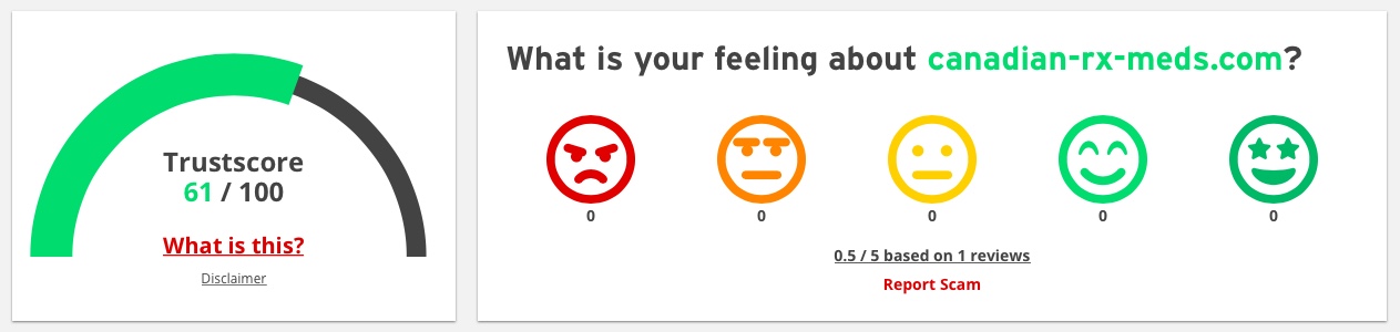 Scamadviser rating 61 out of 100