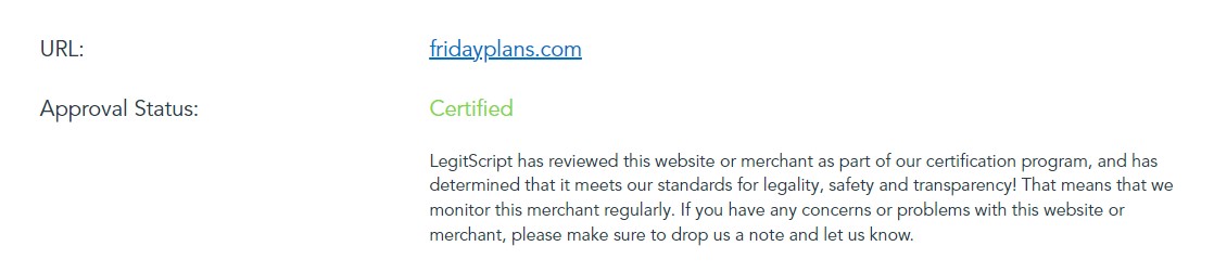 Legitscript status certified