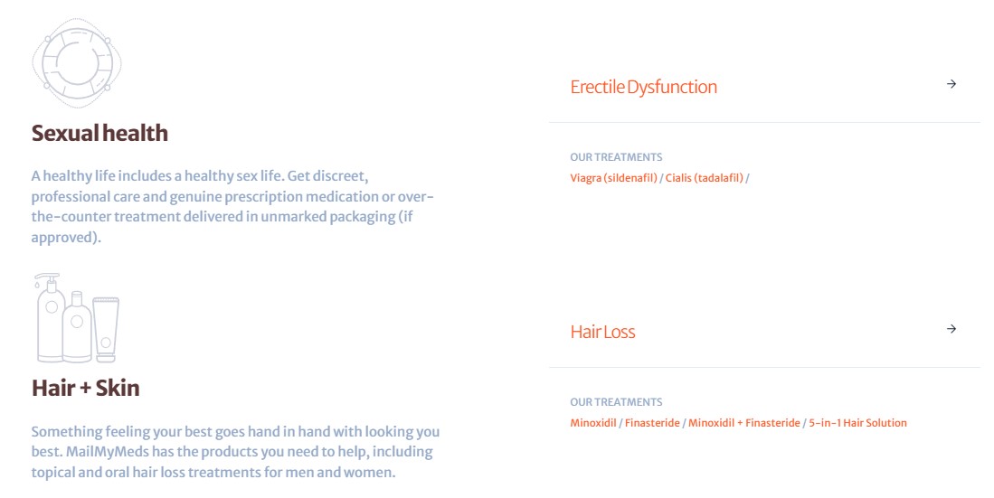 Available medicine men's related, hair and skin