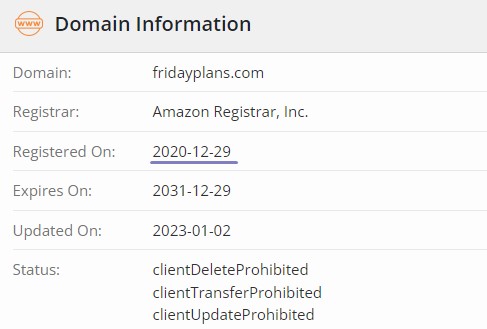 Whois details in business since 2020