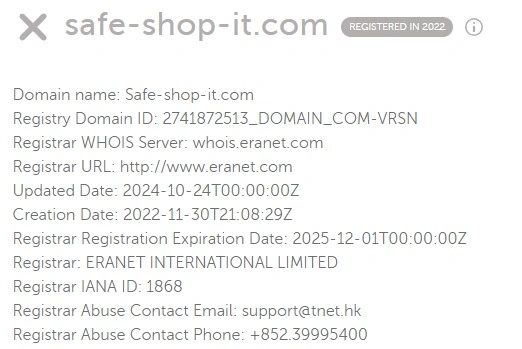 Domain info registered in 2022