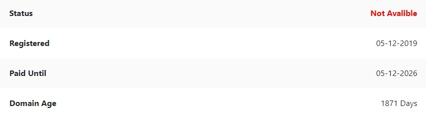 Whois information in business since 2019