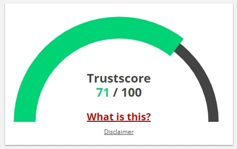 Scamadviser rating 71/100