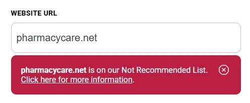 NABP status not recommended