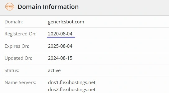 Registry info in business since 2020
