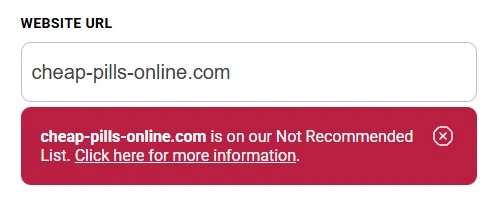 NABP status not recommended